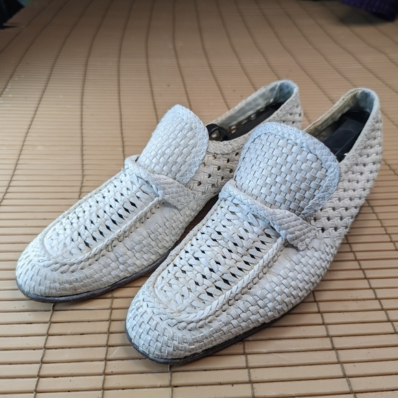 Bally Switzerland Burgos Continentals  Men Size 8 White Woven Leather Causal Loa main image 5